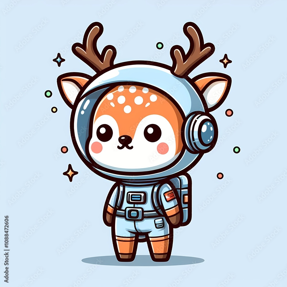 Cute Deer Astronaut Cartoon Vector Icon Illustration Cute Deer Astronaut Cartoon Vector Icon Illustration