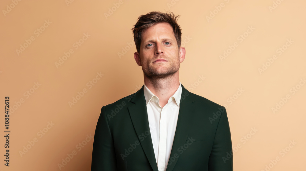 Confident businessman posing against a neutral background in formal suit Confident businessman posing against a neutral background in formal suit
