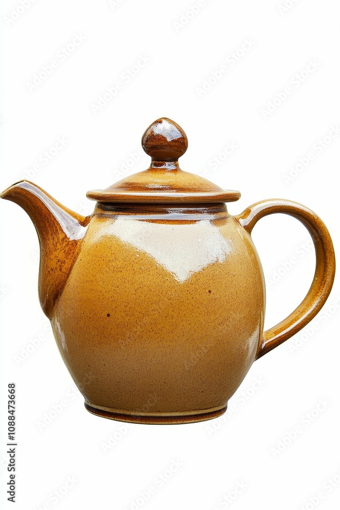 Brown ceramic teapot with lid. Brown ceramic teapot with lid.