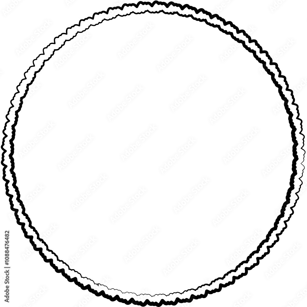 Naklejka premium Botanical circle frame. Hand drawn round line border