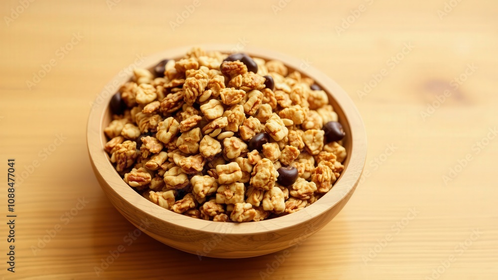 Healthy Granola Breakfast Bowl: Start Your Day Right with Nutritious Brown Granola and Chocolate Chips Healthy Granola Breakfast Bowl: Start Your Day Right with Nutritious Brown Granola and Chocolate Chips