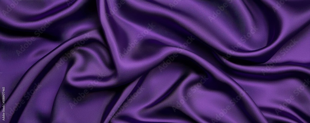 Fototapeta premium Luxurious purple silk fabric draped elegantly, showcasing its smooth texture and rich color, perfect for backgrounds or textile design.