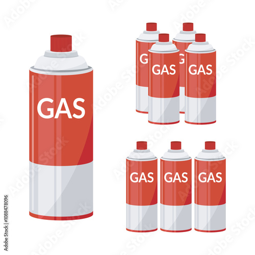 Cassette gas vector illustration on white background. Butane gas is used in portable gas stoves and while camping.