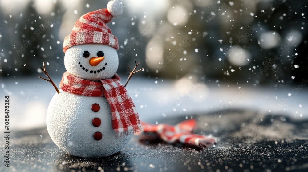 Fototapeta premium Photo of snowman isolated on transparent background