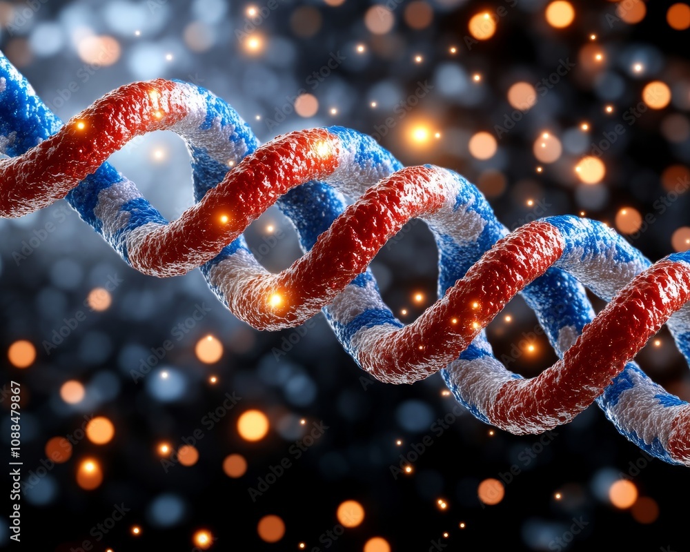 Red White Blue DNA Strand Genetic Code Science Biology Research Red White Blue DNA Strand Genetic Code Science Biology Research