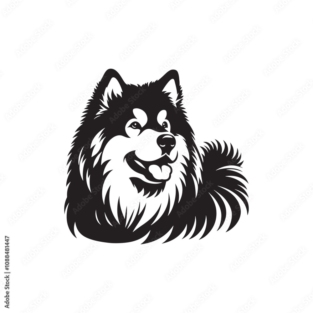 Obraz premium Alaskan Malamute Silhouette - Minimalist Alaskan Malamute Dog Vector - Illustration of Dog.