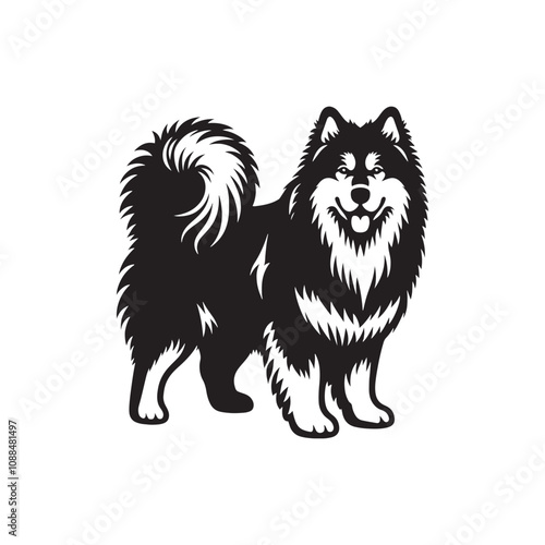 Alaskan Malamute Silhouette - Minimalist Alaskan Malamute Dog Vector - Illustration of Dog.