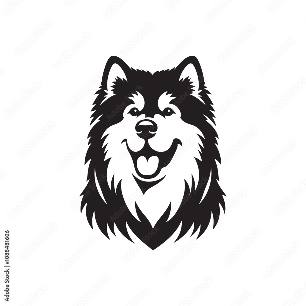 Naklejka premium Alaskan Malamute Silhouette - Minimalist Alaskan Malamute Dog Vector - Illustration of Dog.