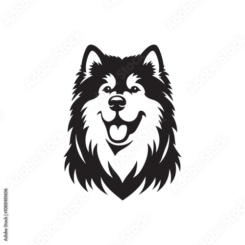 Alaskan Malamute Silhouette - Minimalist Alaskan Malamute Dog Vector - Illustration of Dog.