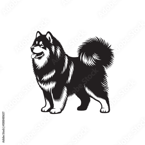 Alaskan Malamute Silhouette - Minimalist Alaskan Malamute Dog Vector - Illustration of Dog.