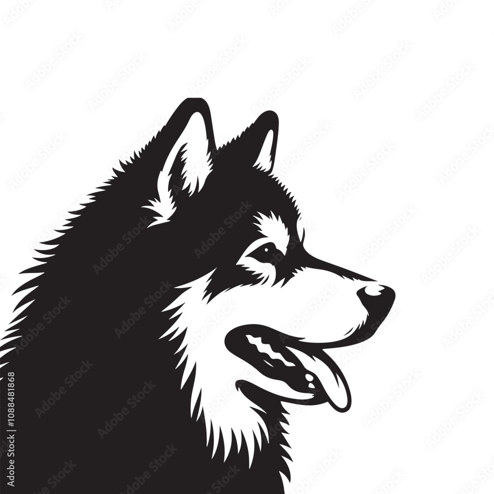 Alaskan Malamute Silhouette - Minimalist Alaskan Malamute Dog Vector - Illustration of Dog. Alaskan Malamute Silhouette - Minimalist Alaskan Malamute Dog Vector - Illustration of Dog.