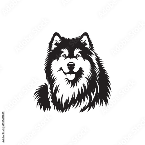 Alaskan Malamute Silhouette - Minimalist Alaskan Malamute Dog Vector - Illustration of Dog.