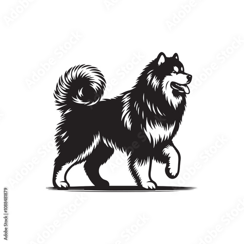 Alaskan Malamute Silhouette - Minimalist Alaskan Malamute Dog Vector - Illustration of Dog.