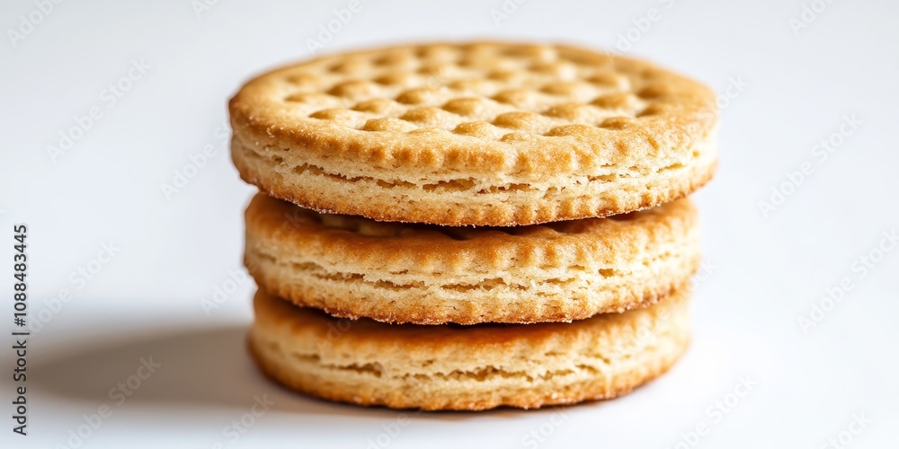 Double biscuits isolated on a white background, showcasing the texture and design of the biscuits. These biscuits are perfect for highlighting culinary delights and snack options. Double biscuits isolated on a white background, showcasing the texture and design of the biscuits. These biscuits are perfect for highlighting culinary delights and snack options.