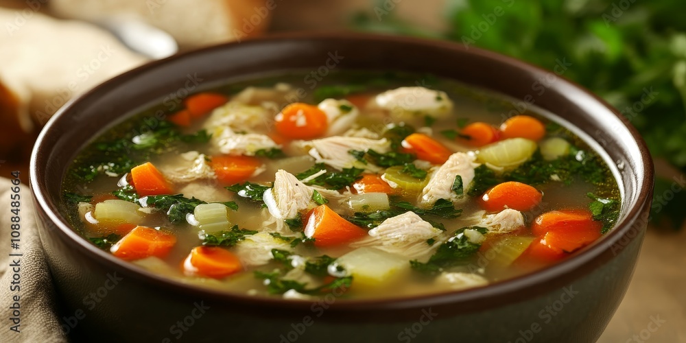 Delicious bowl of chicken soup featuring a hearty mix of vegetables, perfect for enjoying a warm, comforting meal. This chicken soup with vegetables is ideal for any occasion. Delicious bowl of chicken soup featuring a hearty mix of vegetables, perfect for enjoying a warm, comforting meal. This chicken soup with vegetables is ideal for any occasion.