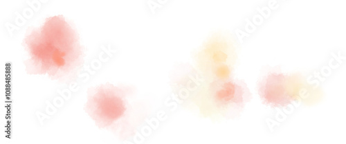 舞い散る花のようなピンクのふわふわな滲んだドットあしらいイラスト