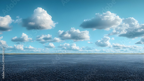 Blue Sky with Fluffy White Clouds  Background Illustration