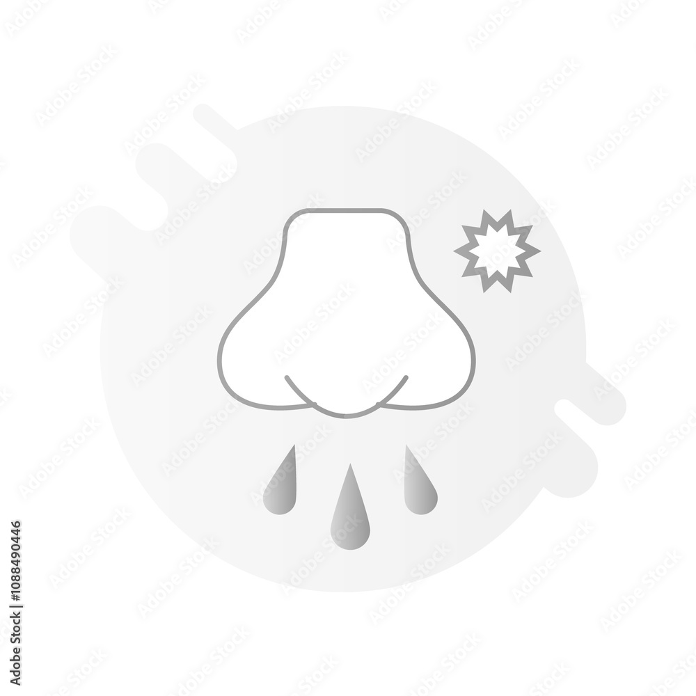 Runny Nose Icon – Nose with Droplets, Representing Allergies, Cold, and Nasal Discomfort Runny Nose Icon – Nose with Droplets, Representing Allergies, Cold, and Nasal Discomfort