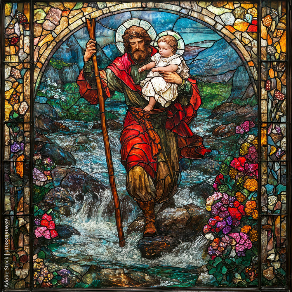 Naklejka premium St. Christopher. AI generative.