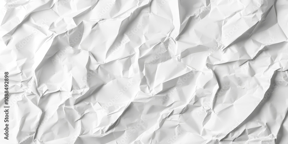 Crumpled paper texture background featuring a white design, showcasing a unique white crumpled paper texture that can enhance various creative projects or presentations.