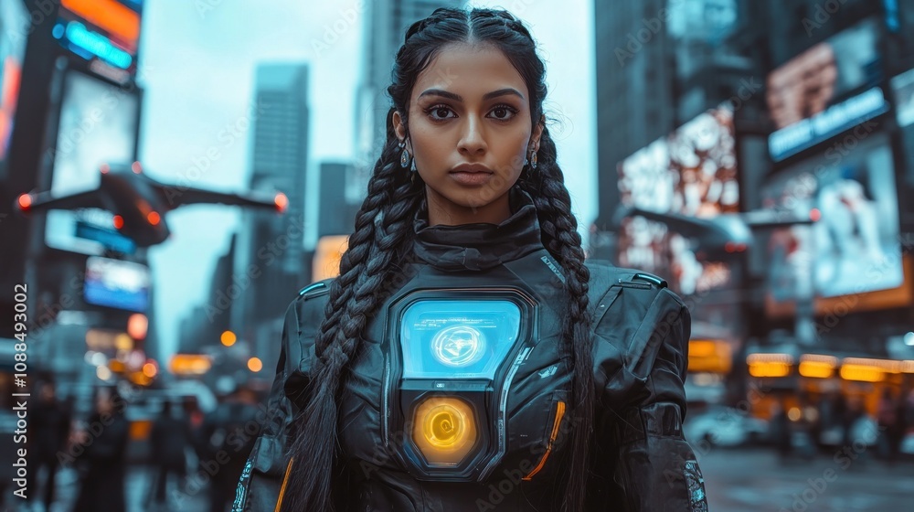 Cyberpunk Woman in Futuristic City Cyberpunk Woman in Futuristic City