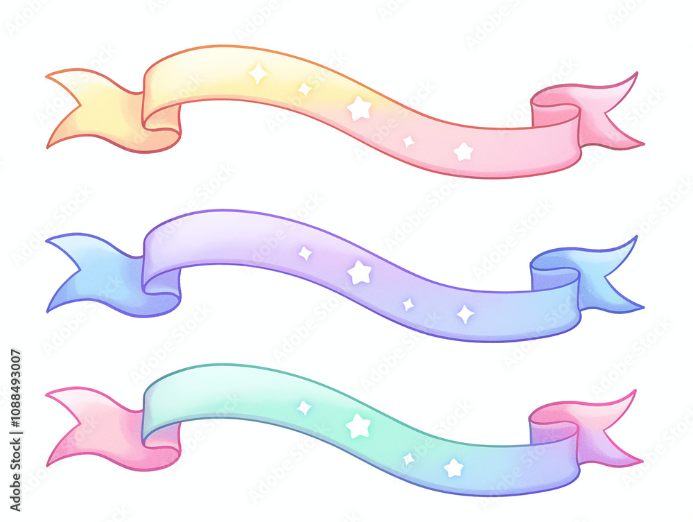 Obraz premium Pastel Ribbon Graphics Set