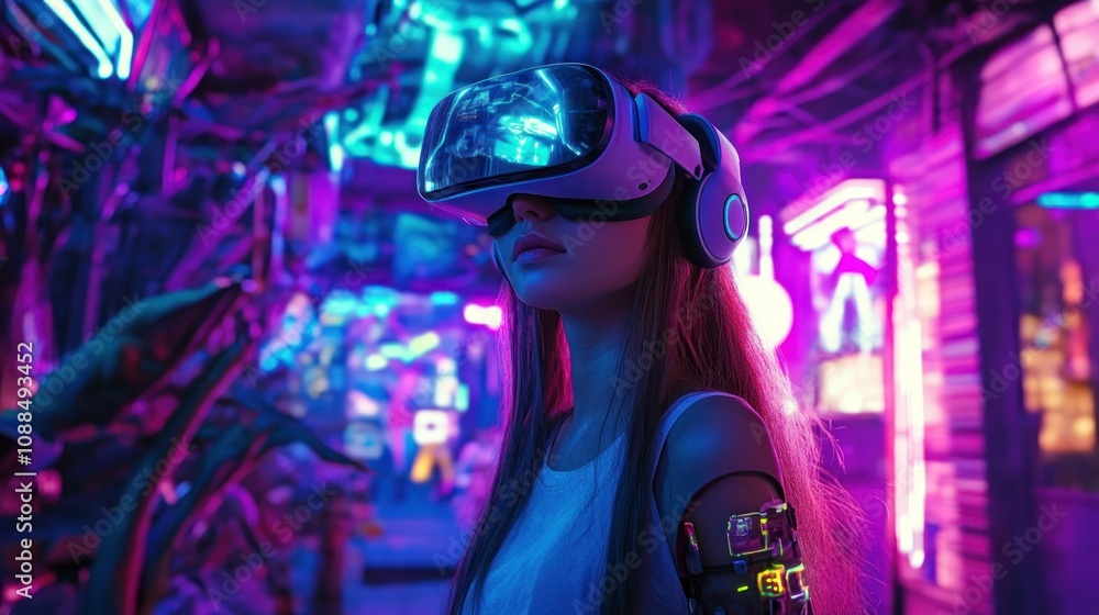Cyberpunk VR Girl: Neon Dreams in Virtual Reality Cyberpunk VR Girl: Neon Dreams in Virtual Reality