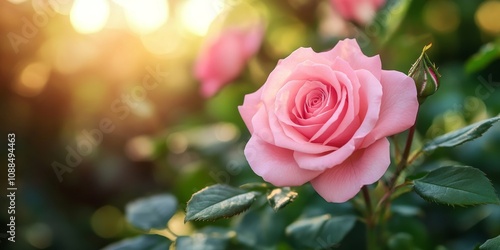 Stunning pink rose blooming in a vibrant garden, showcasing the delicate beauty of a pink rose surrounded by lush greenery, perfect for highlighting the charm of a pink rose in nature.