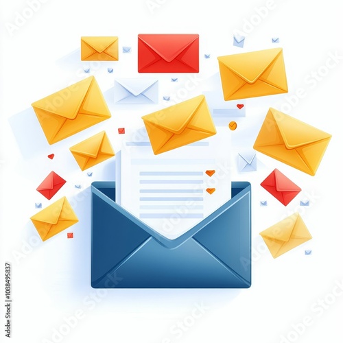 Free Download Multiple colorful envelopes falling into a blue inbox. - GFXLoad