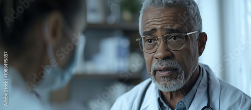 Wallpaper Mural experienced doctor is talking to his patient in the hospital result of body check Torontodigital.ca