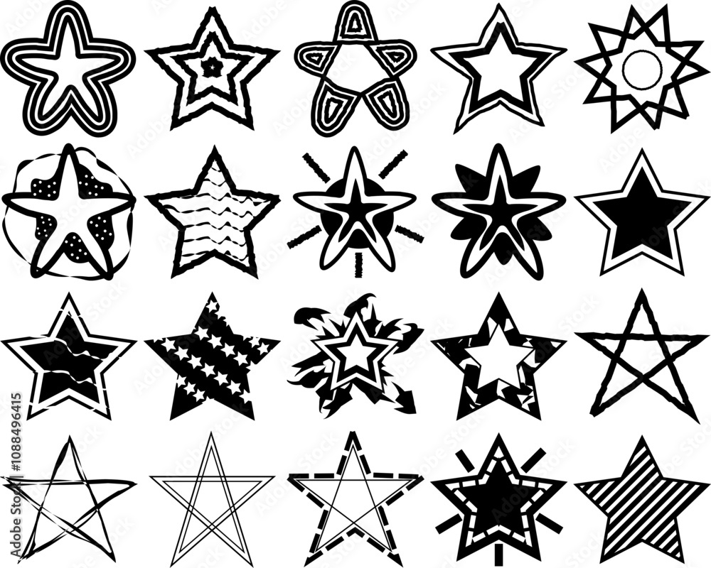 Handdrawn Silhouette Star Illustration Handdrawn Silhouette Star Illustration
