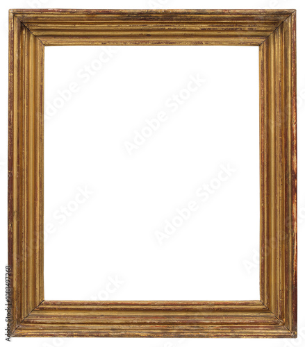 Wide wooden picture frame in PNG format on a transparent background.