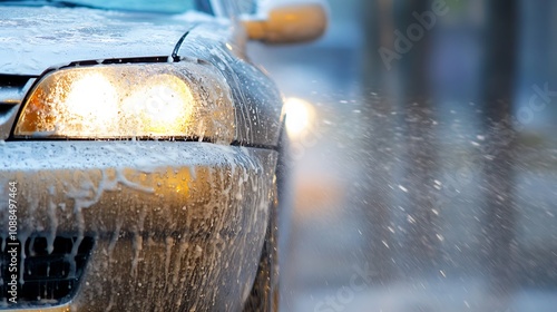 Car Wash on a Blustery Winter Day AI Generated photo