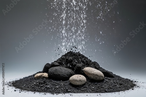 Cascading Ash and Stones on Transparent Background for Stunning Visuals