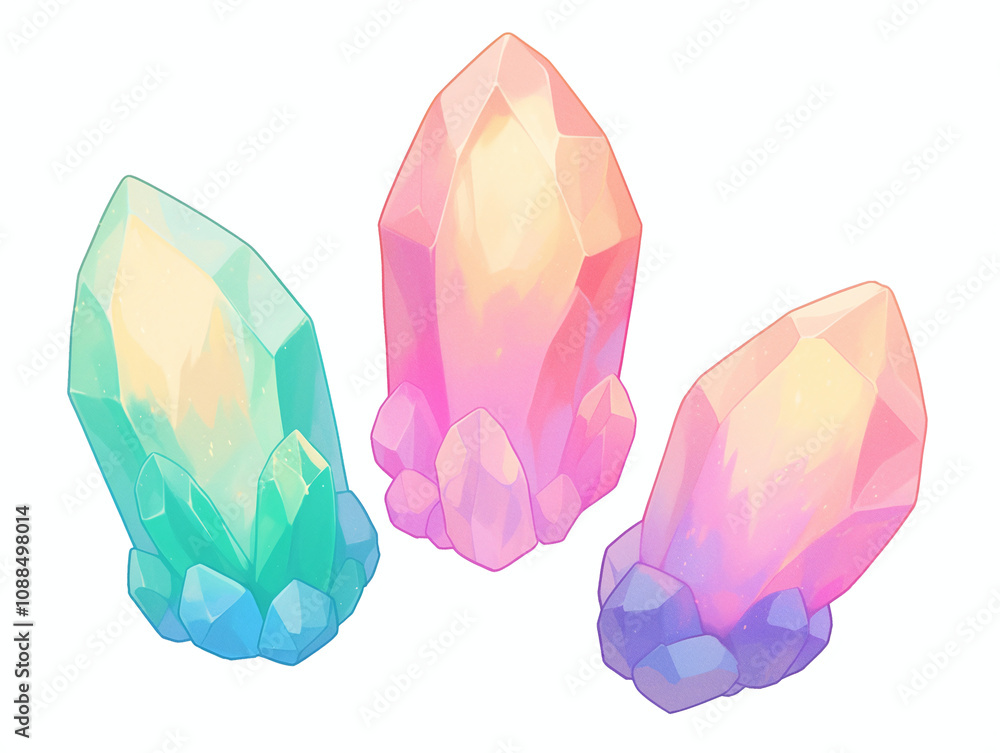 Colorful Crystal Gems Illustration Colorful Crystal Gems Illustration