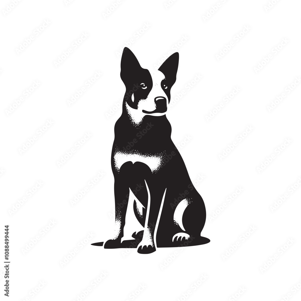 Australian Cattle Dog Vector - Silhouette Of Australian Cattle Dog - Dog Illustration. Australian Cattle Dog Vector - Silhouette Of Australian Cattle Dog - Dog Illustration.