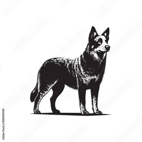 Australian Cattle Dog Vector - Silhouette Of Australian Cattle Dog - Dog Illustration.