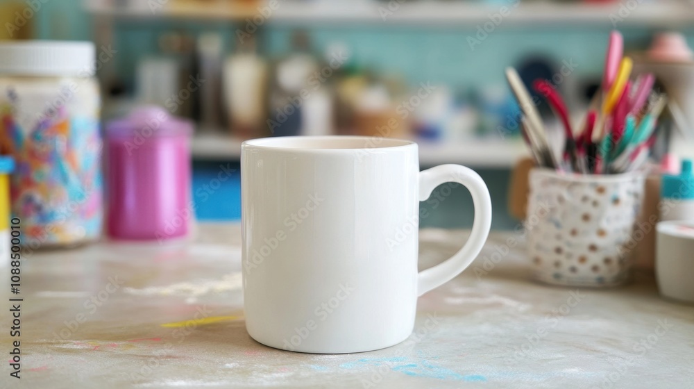 Blank Mug on Table. Blank Mug on Table.