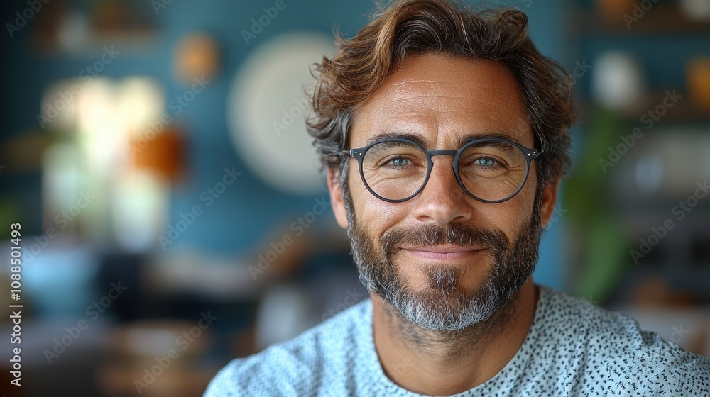 Happy businessman celebrating success against a blue background, with space for text. Happy businessman celebrating success against a blue background, with space for text.