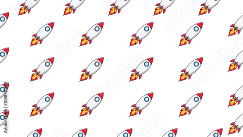 Rocket seamless pattern background. Rocket cartoon motif textile. Cartoon kids flying rocket. Vector illustration