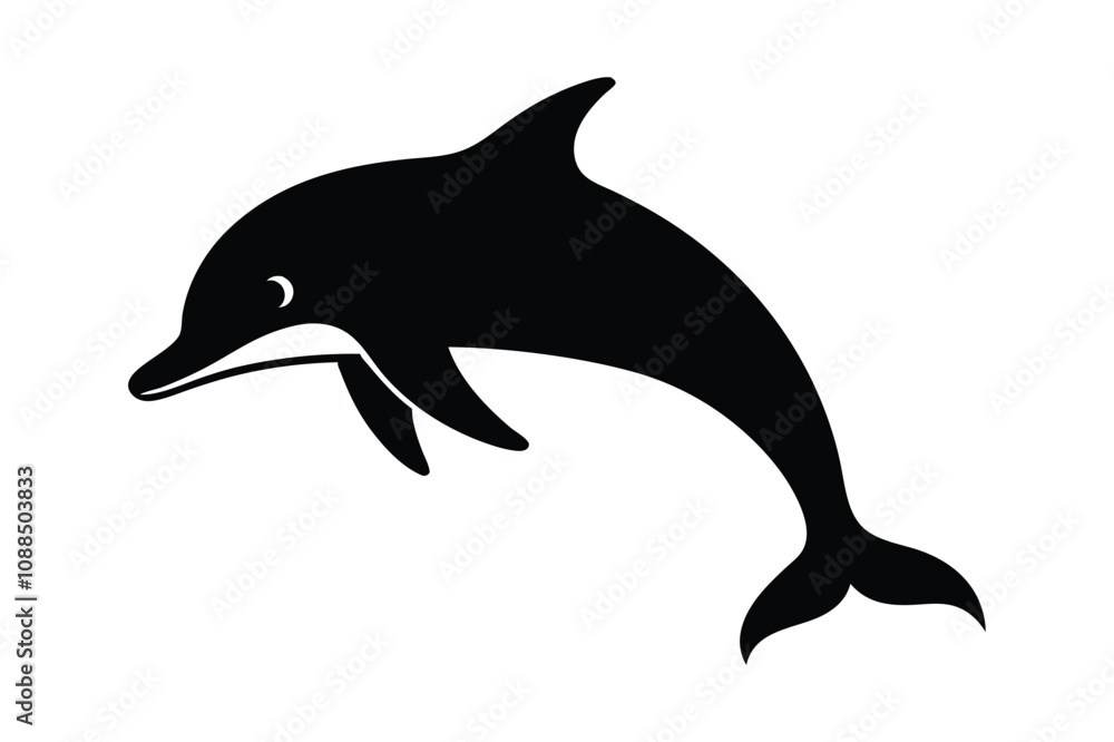 Fototapeta premium dolphin black silhouette isolated vector art Illustration with white background