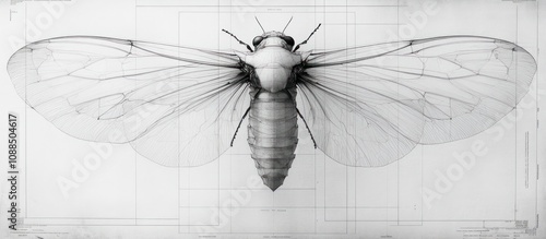 Detailed Cicada Drawing photo