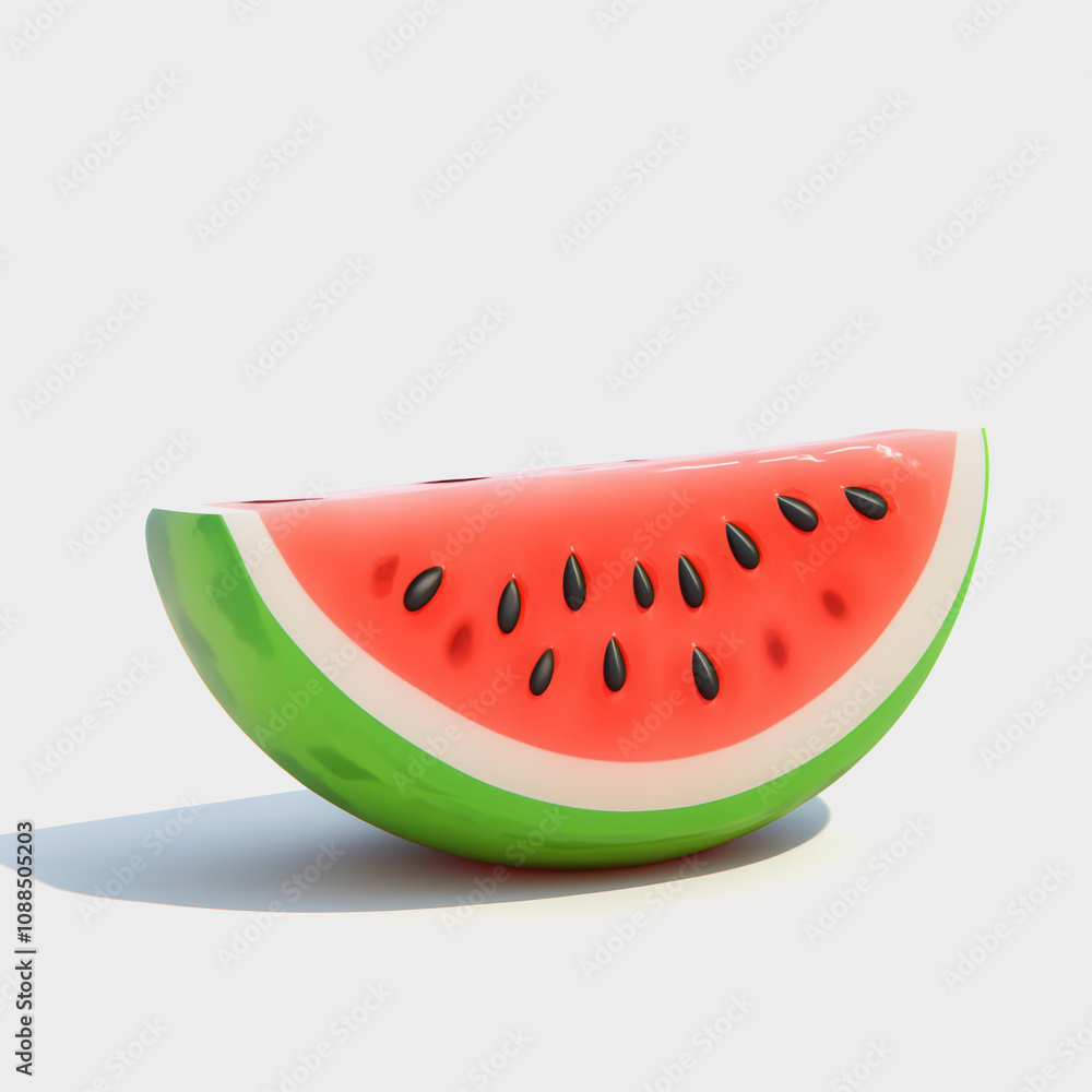 Bright and Juicy Watermelon Slice Isolated on Clean Background, Showcasing Vibrant Colors and Textures Ideal for Summer Themes and Healthy Eating Concepts