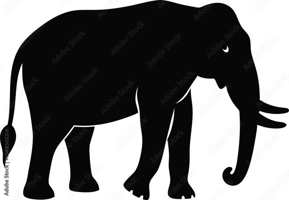 elephant black silhouette isolated vector art Illustration with white background elephant black silhouette isolated vector art Illustration with white background