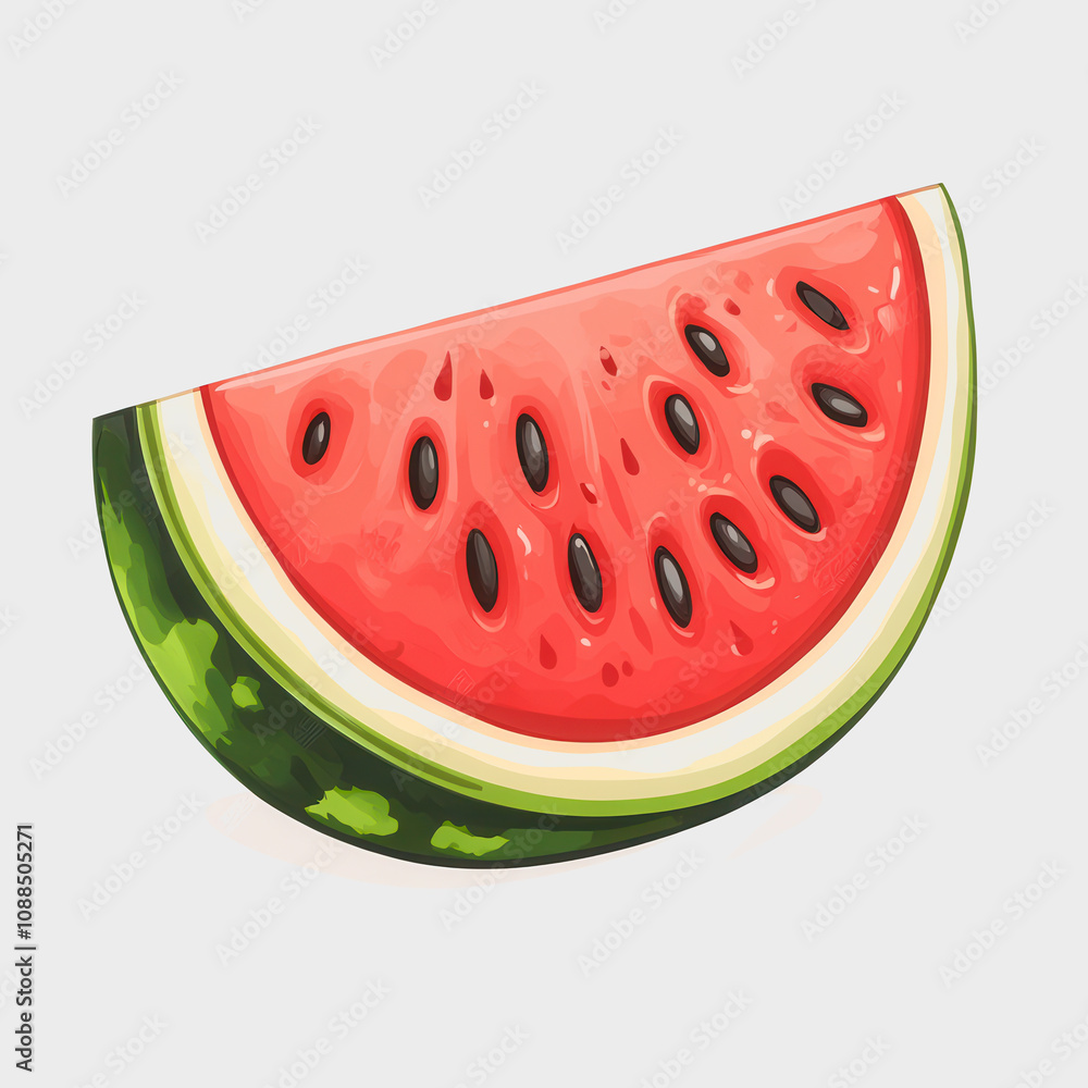 Fresh and Juicy Watermelon Slice with Bright Red Flesh and Dark Seeds Set Against a Minimalist Background Perfect for Summer and Healthy Lifestyle Imagery. Fresh and Juicy Watermelon Slice with Bright Red Flesh and Dark Seeds Set Against a Minimalist Background Perfect for Summer and Healthy Lifestyle Imagery.