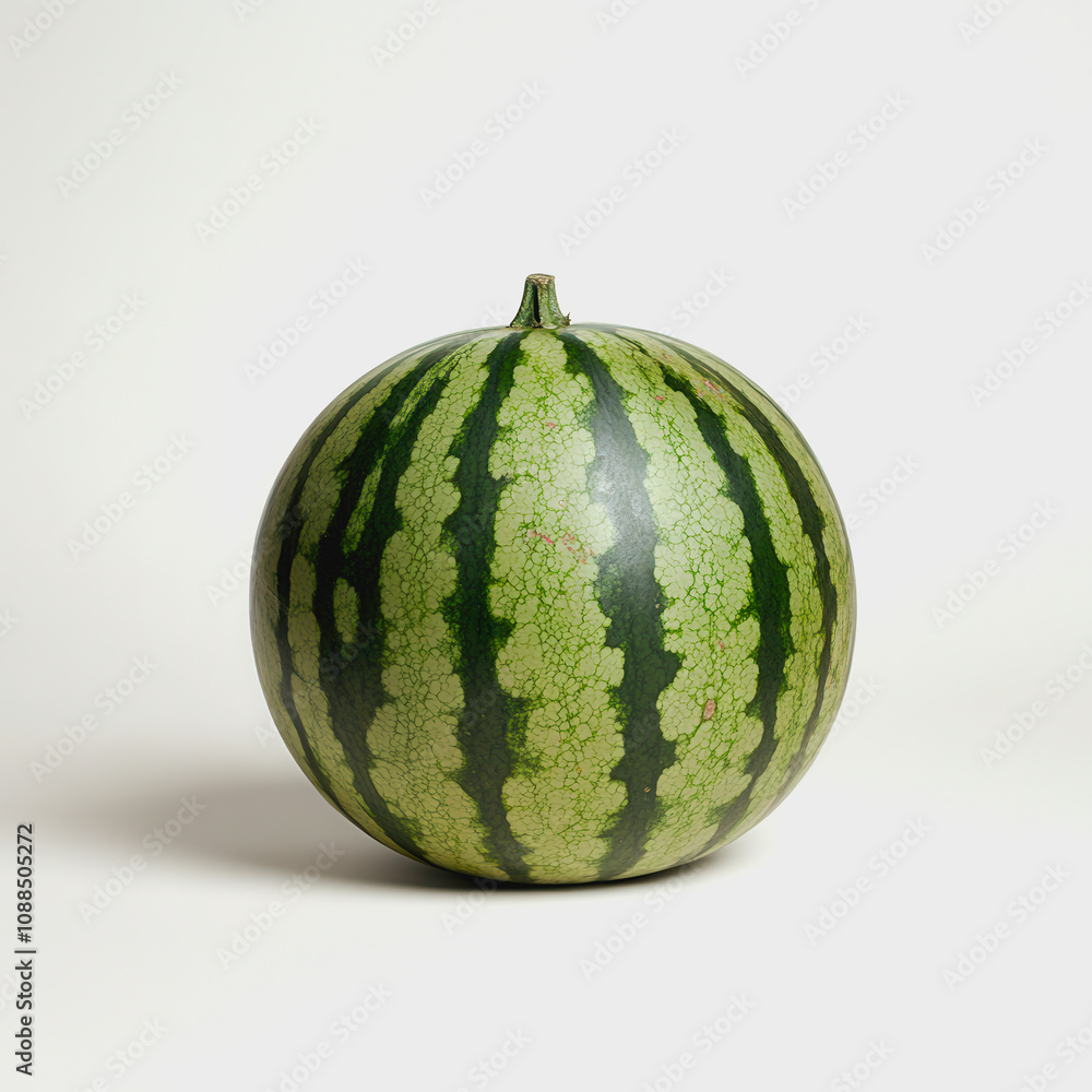 Vibrant Whole Watermelon on a Clean Background Showcasing Its Striped Skin and Fresh Appearance, Perfect for Culinary and Health-Related Themes Vibrant Whole Watermelon on a Clean Background Showcasing Its Striped Skin and Fresh Appearance, Perfect for Culinary and Health-Related Themes