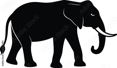 elephant black silhouette isolated vector art Illustration with white background 