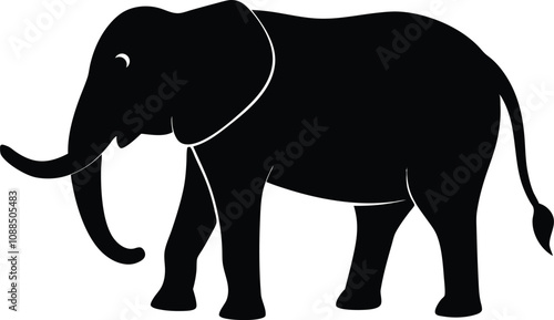 elephant black silhouette isolated vector art Illustration with white background 