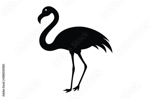 flamingo black silhouette isolated vector art Illustration with white background