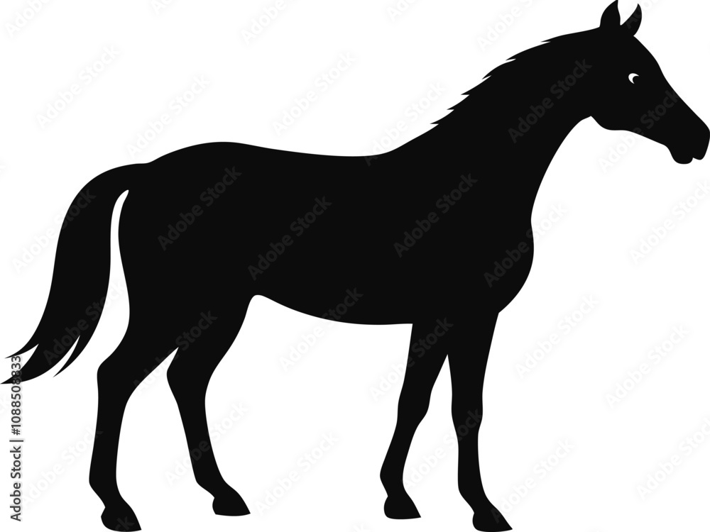 Obraz premium horse black silhouette isolated vector art Illustration with white background 